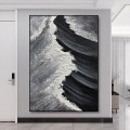 ブラック ホワイト ビーチ ウェーブ サンド 04 壁装飾